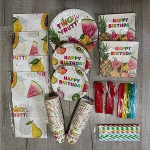 Happy Birthday “TWOtti FRUTTI”  2 yr old Party Paper Plates & Napkin Set